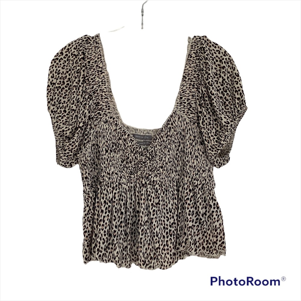 urban outfitters womens animal print crop peplum top size Large - Picture 1 of 10